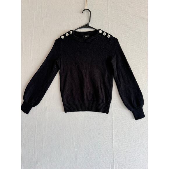 J crew Sweaters - J Crew Black Wool Crewneck Sweater Rhinestone front both side size xxs